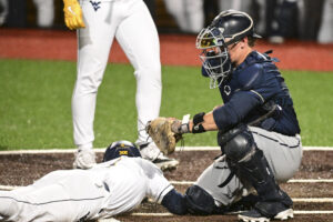Jamison pulls off steal of home, Mountaineers top Zips after rain delay